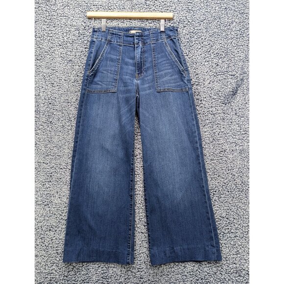 Kut from the Kloth Denim - Kut from the Kloth Meg Wide Leg High Rise Jeans Womens 4 Crop Boho Festival Blue